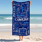 Personalized Kids Beach Towels with Names - 6 Sizes, Cotton/Poly