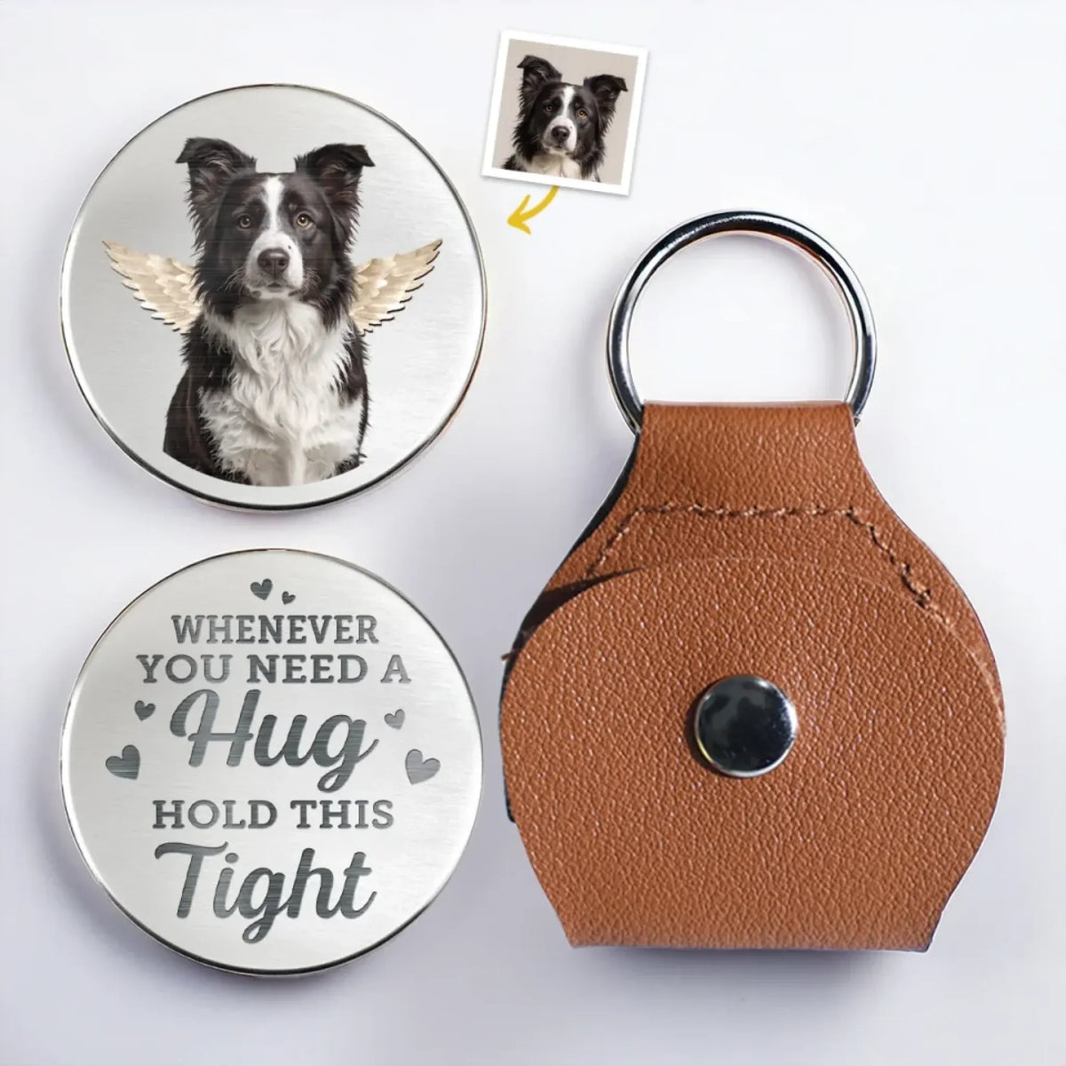 Personalized Pet Memorial Keychain with Custom Pet Photo & Angel Wings
