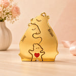 Personalized Bear Family Necklace - 18K Gold Plated Custom Name Pendants