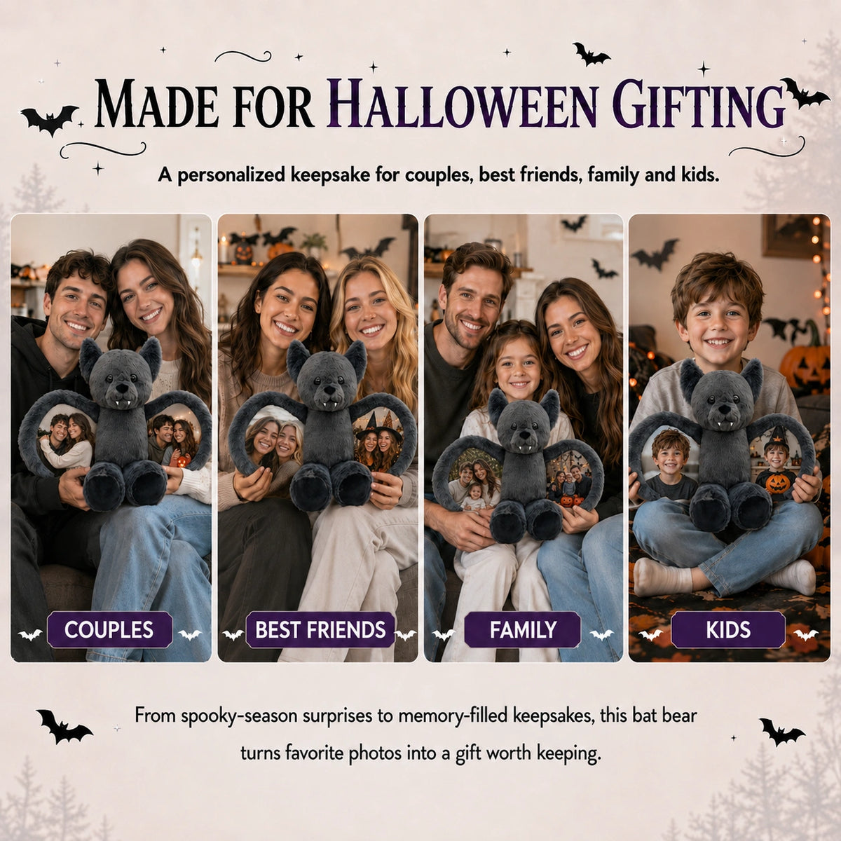 Personalized Halloween Bat Bear Plush 🦇🧸