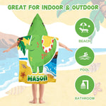 Personalized Beach Towels for Kids Green Dinosaur&Pink Mermaid