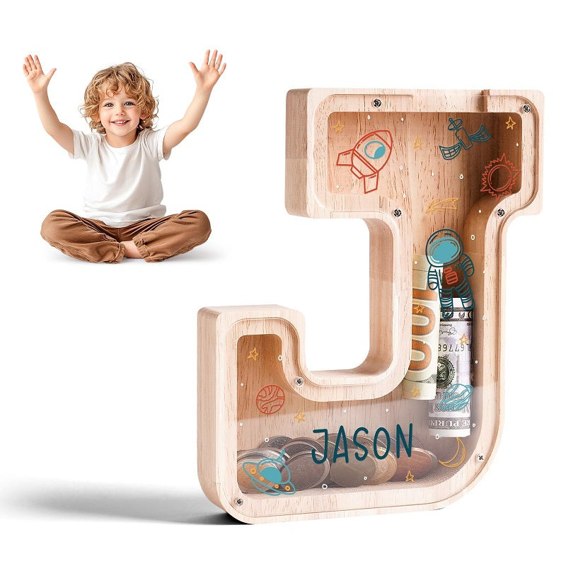 Personalized Wooden Letter Piggy Bank-Good Gift For Kids