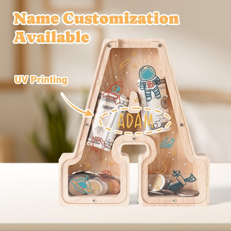 Personalized Wooden Letter Piggy Bank-Good Gift For Kids