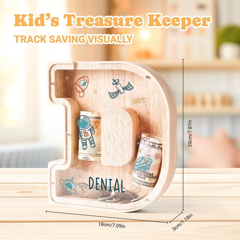Personalized Wooden Letter Piggy Bank-Good Gift For Kids
