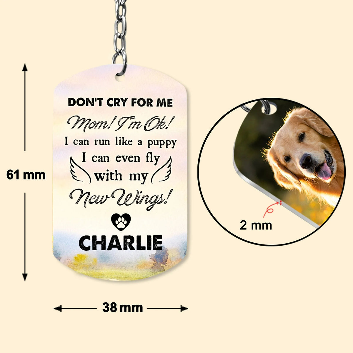 Personalized Pet Photo Memorial Keychain