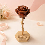 Personalized Wooden Rose Keepsake - Custom Engraved Gift for Her