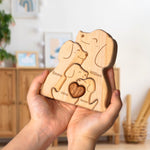 Wooden Dogs Family Puzzle, Personalized Puzzles with 2-5 Names, Unique Mothers Puzzle Gifts for Mom Dad and Kids