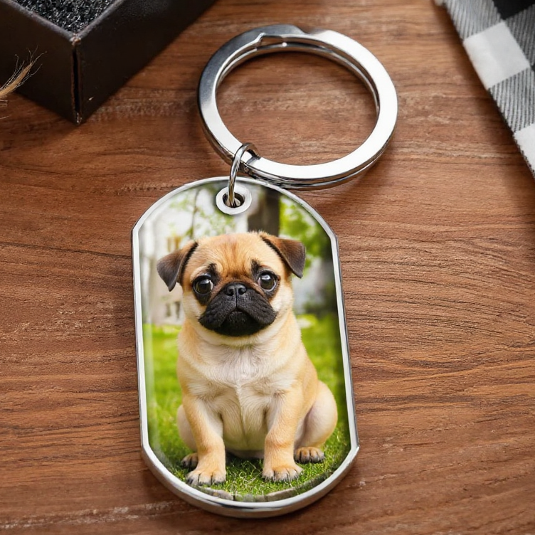 Custom Pet Photo Keychain with Engraved Message – Memorial Gift for Pet Lovers - Forever in My Heart