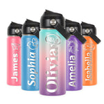 Personalized Insulated Water Bottle w/Name, 18oz Custom Stainless Steel Sports Water Bottles w/Handle Straw & Lid for Kids, Customized Gifts for Girls Boys Women Men School Sports Travel