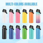 Personalized Insulated Water Bottle w/Name, 18oz Custom Stainless Steel Sports Water Bottles w/Handle Straw & Lid for Kids, Customized Gifts for Girls Boys Women Men School Sports Travel
