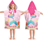 Personalized Beach Towels for Kids Green Dinosaur&Pink Mermaid