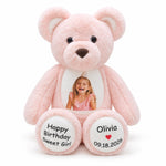 Pink Teddy Bear for Kids – Add a Photo & Paw Messages