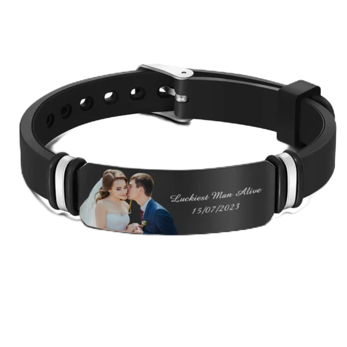 Custom Photo Engraved Black Bracelet – A Unique Keepsake for Your Special One
