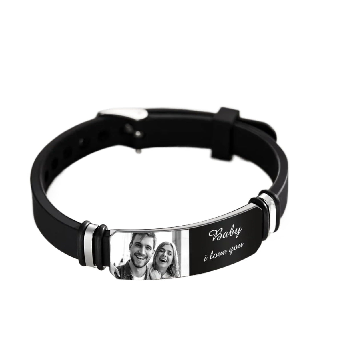 Custom Photo Engraved Black Bracelet – A Unique Keepsake for Your Special One
