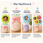 Personalized Plush Photo Flower Bouquet – Custom Face Flowers in an Embroidered Vase