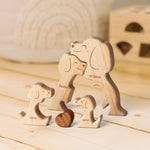 Wooden Dogs Family Puzzle, Personalized Puzzles with 2-5 Names, Unique Mothers Puzzle Gifts for Mom Dad and Kids