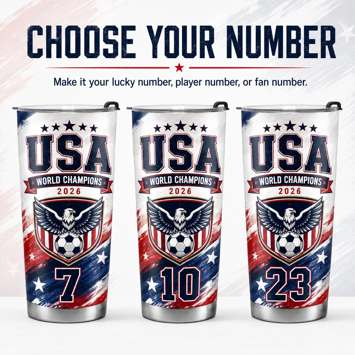 World Cup 2026 Personalized Tumbler – USA Soccer Fan 20oz Stainless Steel Travel Mug