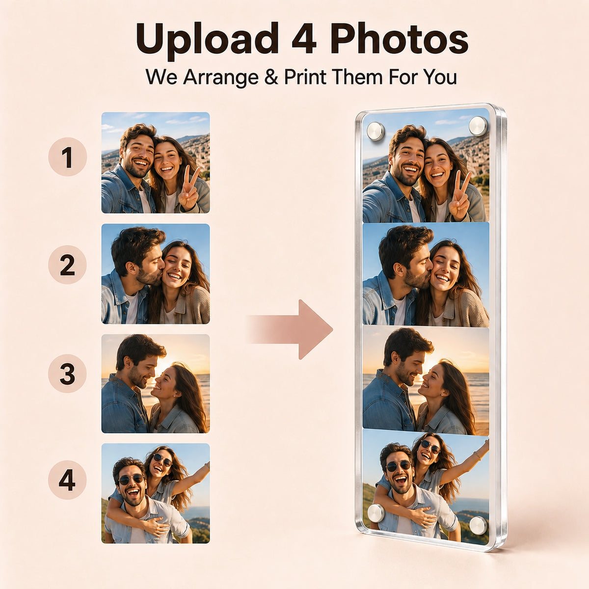 Custom Magnetic Acrylic Photo Magnets with 4 Interchangeable Frames