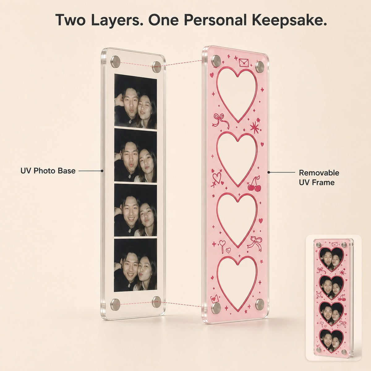 Custom Magnetic Acrylic Photo Magnets with 4 Interchangeable Frames