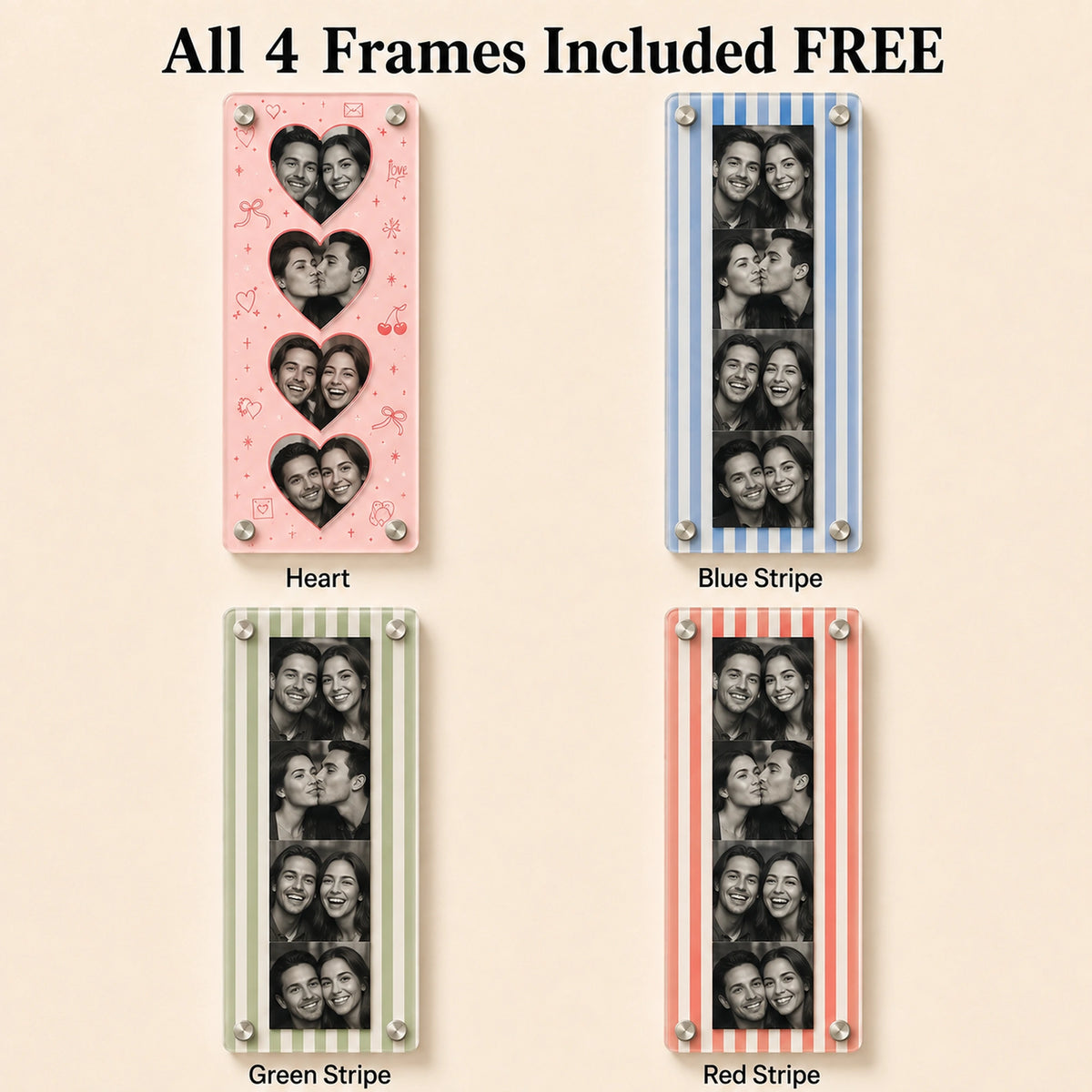 Custom Magnetic Acrylic Photo Magnets with 4 Interchangeable Frames