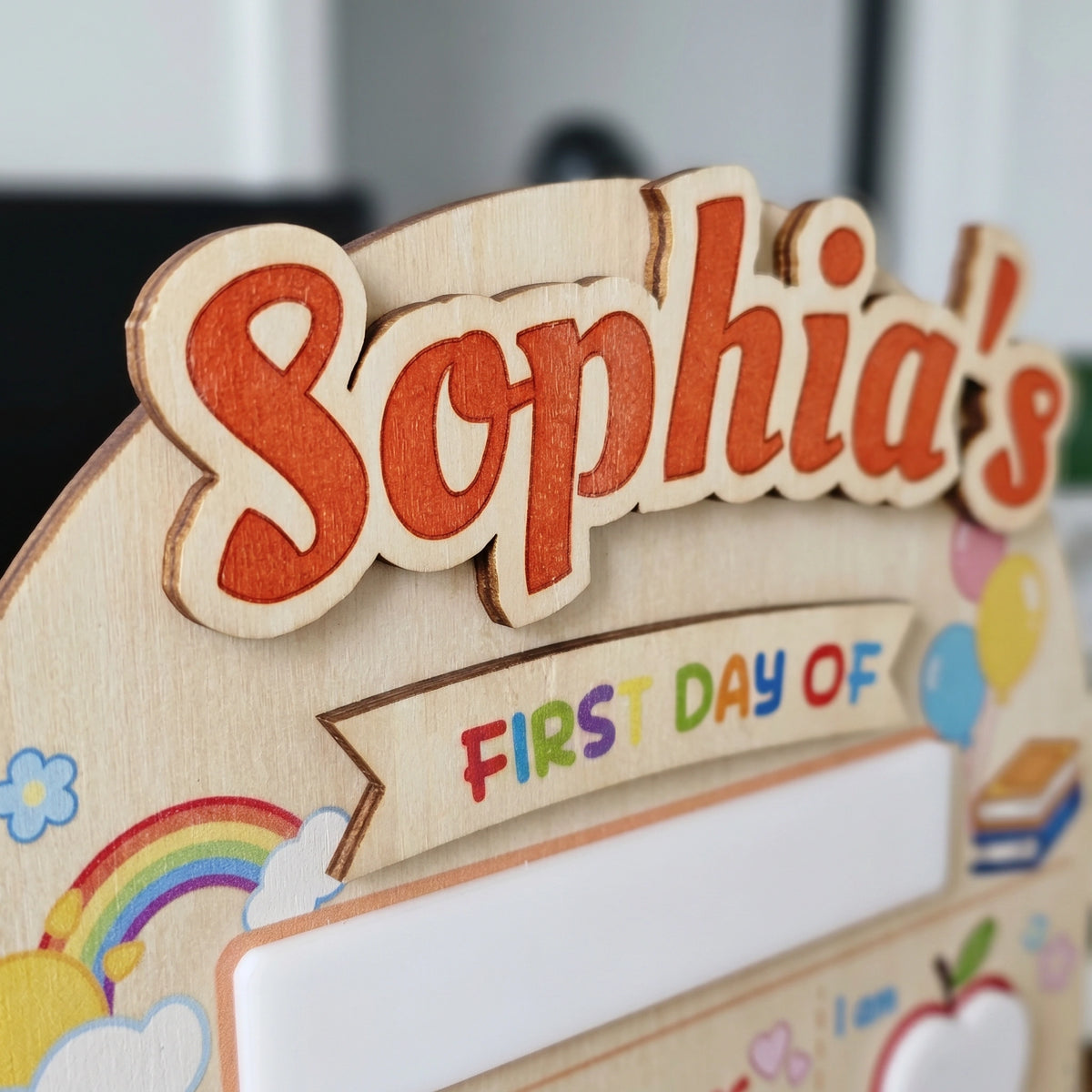Personalized First Day of School Board, Dry Erase Sign | Custom name, dry erase wood sign, 8 x 10 in, preschool kindergarten photos, 3 markers included