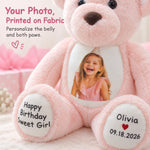 Pink Teddy Bear for Kids – Add a Photo & Paw Messages