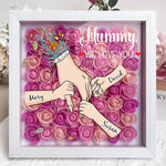We Love You Mommy Hand Holding - Personalized Flower Shadow Box - Mother's Day