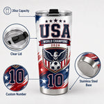 World Cup 2026 Personalized Tumbler – USA Soccer Fan 20oz Stainless Steel Travel Mug