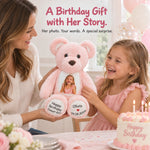 Pink Teddy Bear for Kids – Add a Photo & Paw Messages