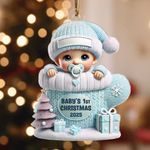 Baby Inside Gift Box 3D Effect Personalized Acrylic Ornament- Gift for Newborn