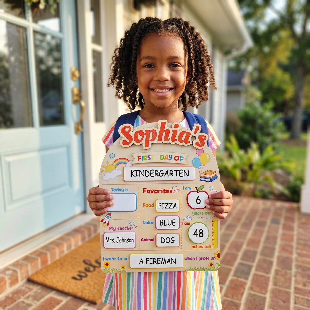 Personalized First Day of School Board, Dry Erase Sign | Custom name, dry erase wood sign, 8 x 10 in, preschool kindergarten photos, 3 markers included