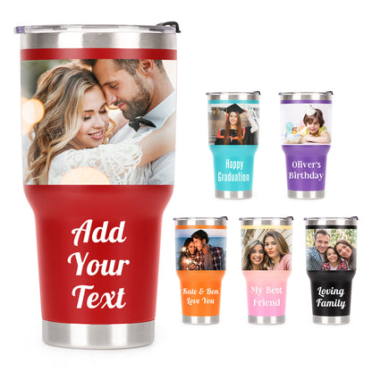 Personalized Coffee Tumbler, Custom Mugs with Pictures Text Name Logo, 30oz Stainless Steel Custom Mug Cup, Anniversary Wedding Teacher Graduation Birthday Gifts for Women Men Kid