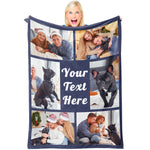 Personalised 6 Family Photos Soft Throw Blanket Gift for Mom Grandma Dad