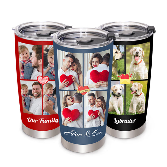 Personalized Tumbler with Pictures Text Name, Custom Stainless Steel Tumblers 20oz, Personalized Coffee Tumbler Travel Mug, Personalized Gifts for Anniversary Birthday Graduation