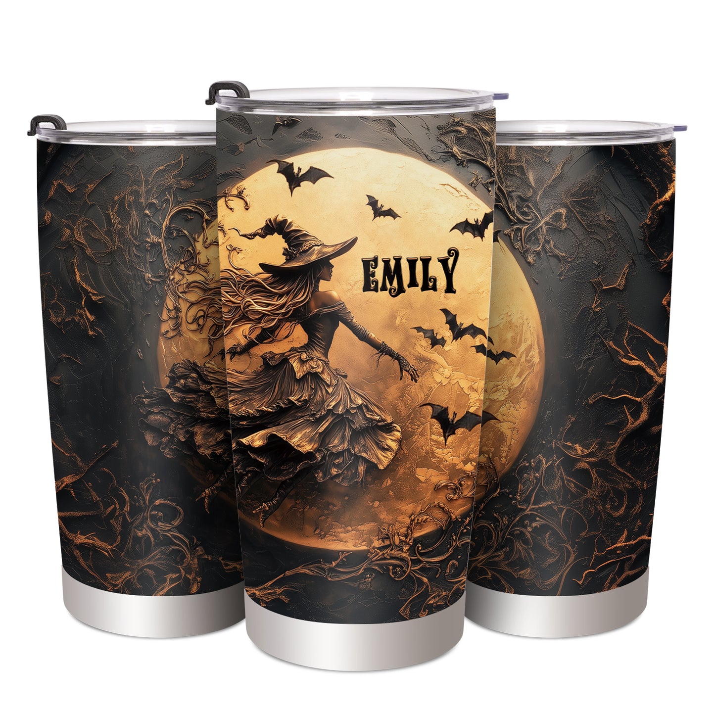 Personalized Halloween Tumbler Beautiful Witch Tumbler Coffee Mug Stainless Steel Travel Tumbler Spooky for Women Birthday Horror Gift Personalized 20oz Tumbler Cup with Text Name