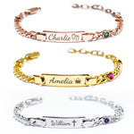 Personalized Baby Bracelets with Name Birthstone, 18k Gold Plated, Adjustable Length, Unique Birthday Gifts for Infant Girls Boys