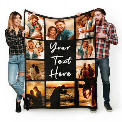 Custom Blanket with Pictures Text, Personalized Photos Blankets for Couples Family Friends Kids, Gifts Room Decor for Anniversaries Birthdays Weddings Holidays Back to School Supplies