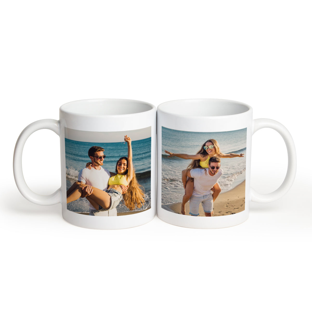 Customizedbee Couple Mug Set of 2- Ceramic Coffee Mug with Custom Photo Name Text