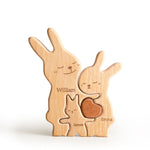 Bunny Family Puzzle, Personalized Wooden Puzzle for Adults and Kids with 2-5 Names