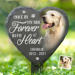 Custom Photo Slate Garden Stake - Personalized Pet Memorial Gifts For Dogs, Cats - Hearts Hold Eternal Memories