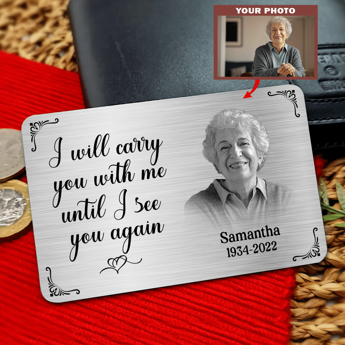 Metal Wallet Card - Memorial Gift From Photo