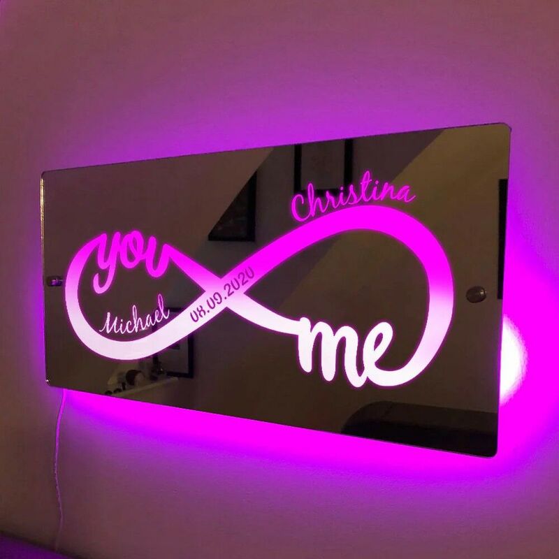 Personalized Led Mirror Light Customized With Couple’s Name