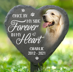 Custom Photo Slate Garden Stake - Personalized Pet Memorial Gifts For Dogs, Cats - Hearts Hold Eternal Memories