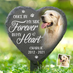 Custom Photo Slate Garden Stake - Personalized Pet Memorial Gifts For Dogs, Cats - Hearts Hold Eternal Memories