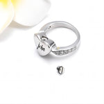 Personalized Name Date Memorial Heart Urn Ring