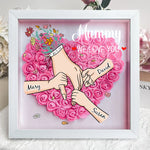 We Love You Mommy Hand Holding - Personalized Flower Shadow Box - Mother's Day
