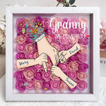 We Love You Mommy Hand Holding - Personalized Flower Shadow Box - Mother's Day