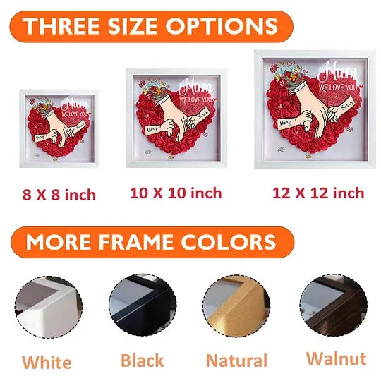 We Love You Mommy Hand Holding - Personalized Flower Shadow Box - Mother's Day