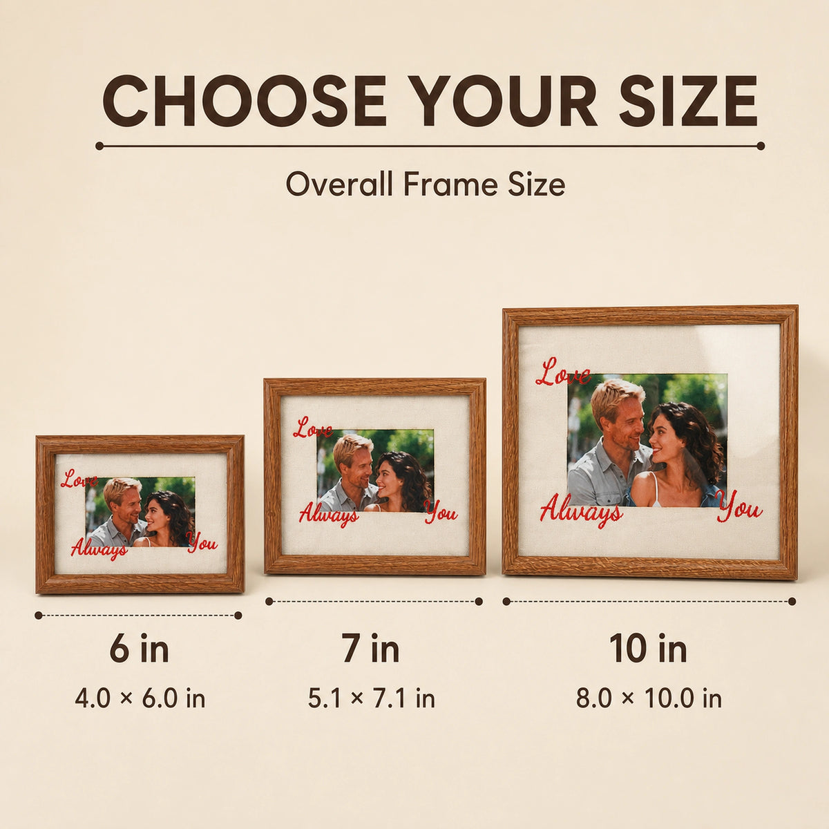Custom Photo Frame with Hand-Embroidered Love Message