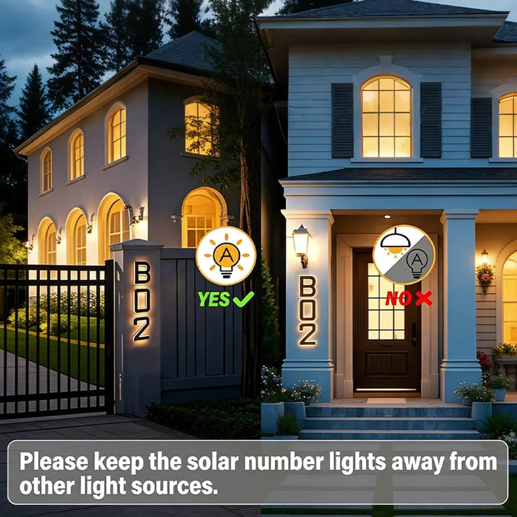 9-Inch Waterproof LED Solar Lighted House Numbers for Outside